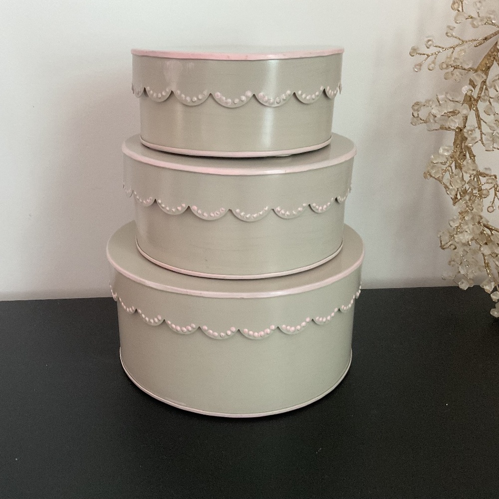 RH Restoration Hardware Metal Scallop Nesting Boxes Set of 3